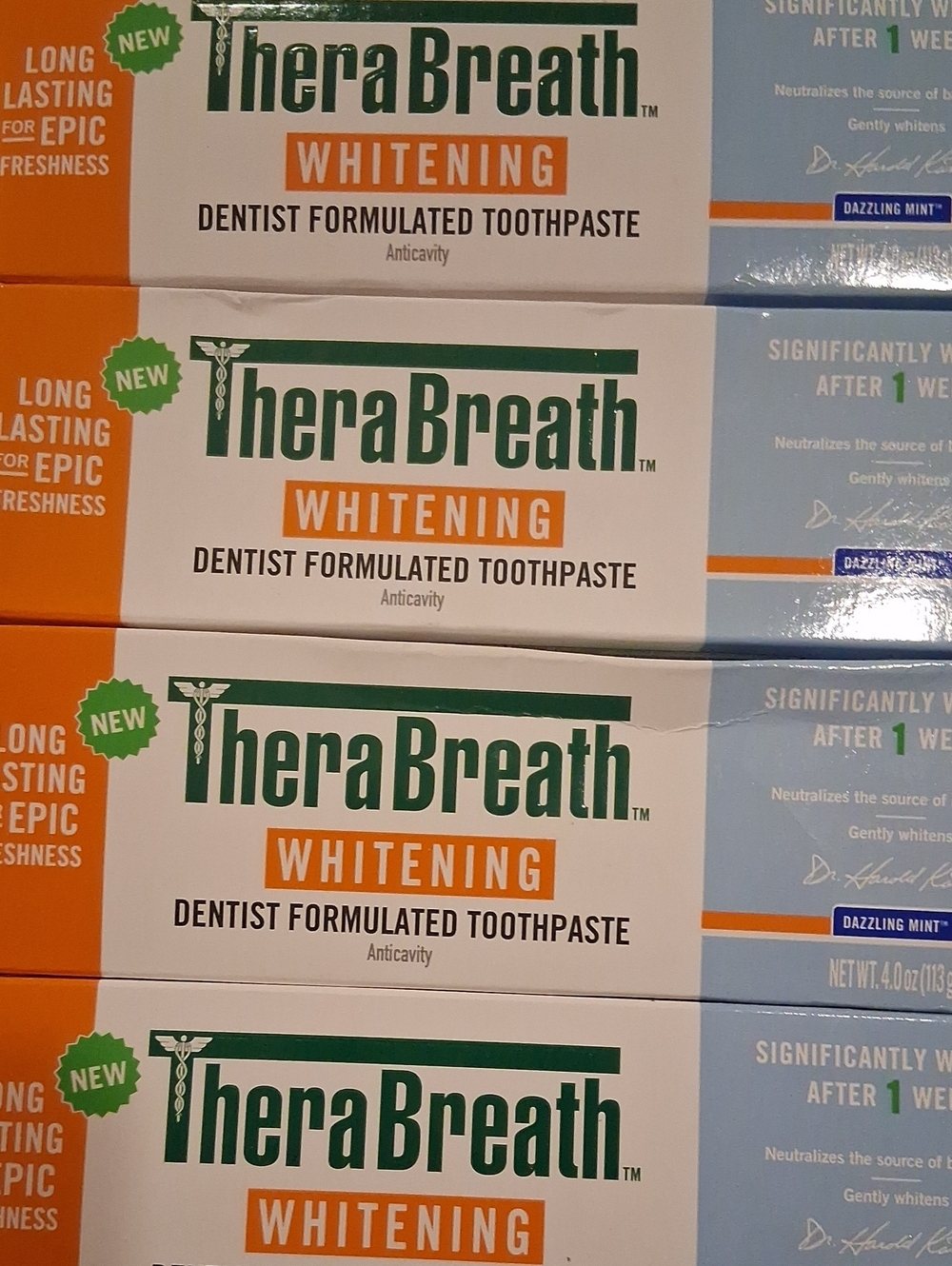 4 Brand new TheraBreath Whitening Toothpaste DAZZLING Mint